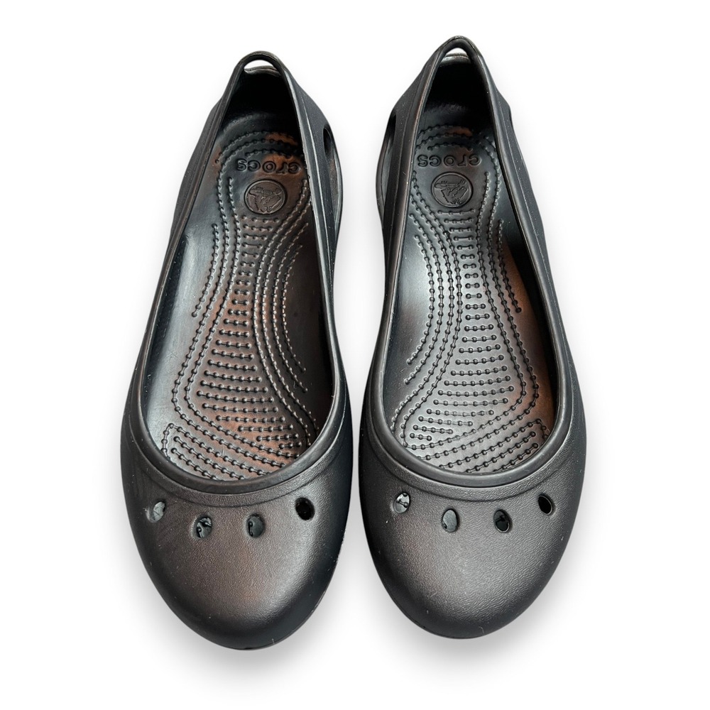 NWOT Crocs Kadee Ballet Flat Slip On Shoes Womens Size 7 Black Comfort Casual